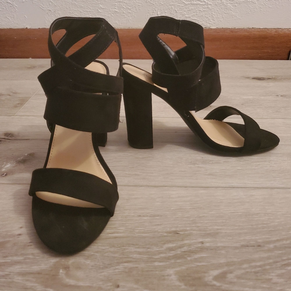 Black ankle wrap heels